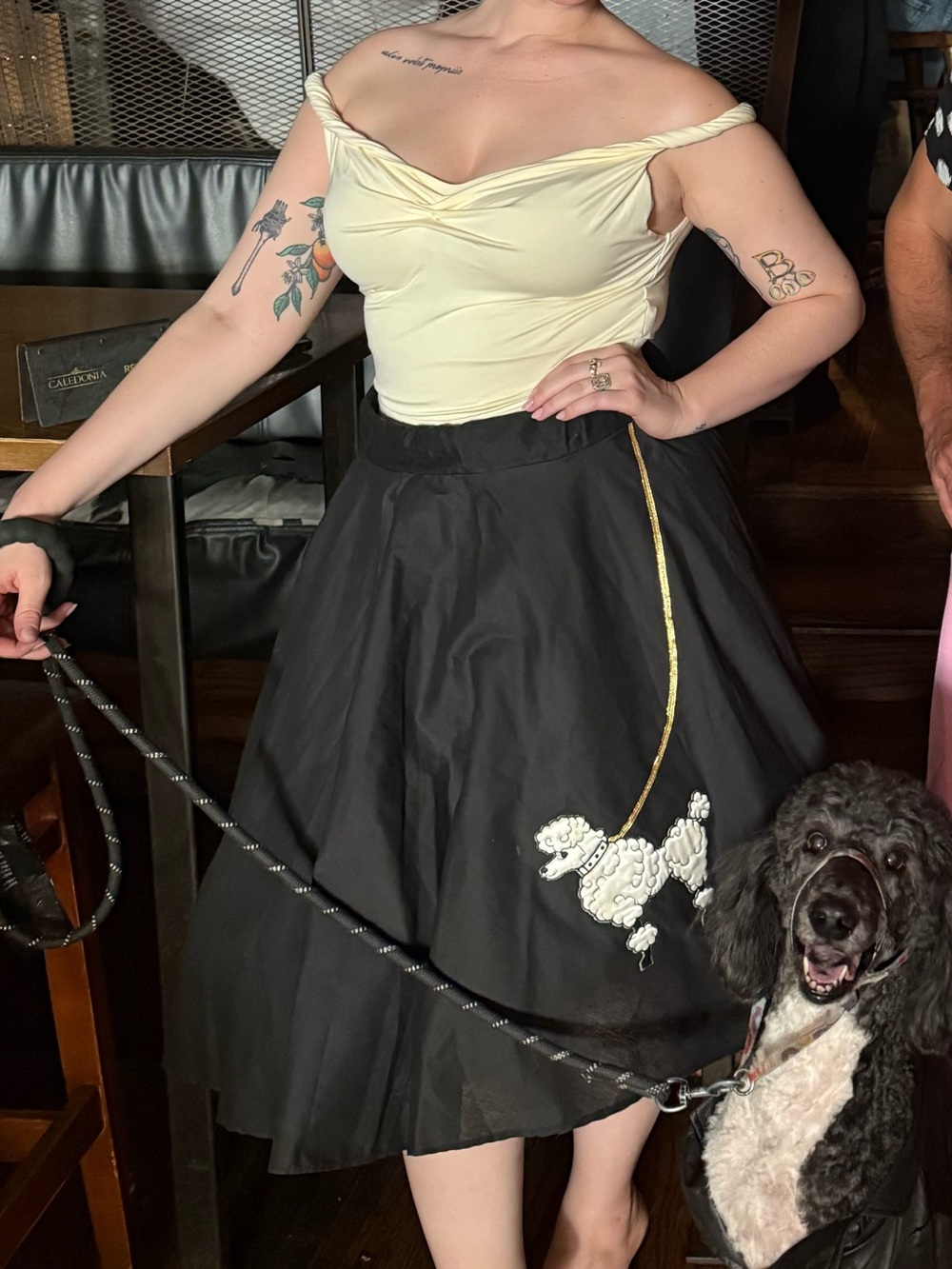 Vintage Poodle Skirt - Black A-Line Skirt with Poodle Appliqué